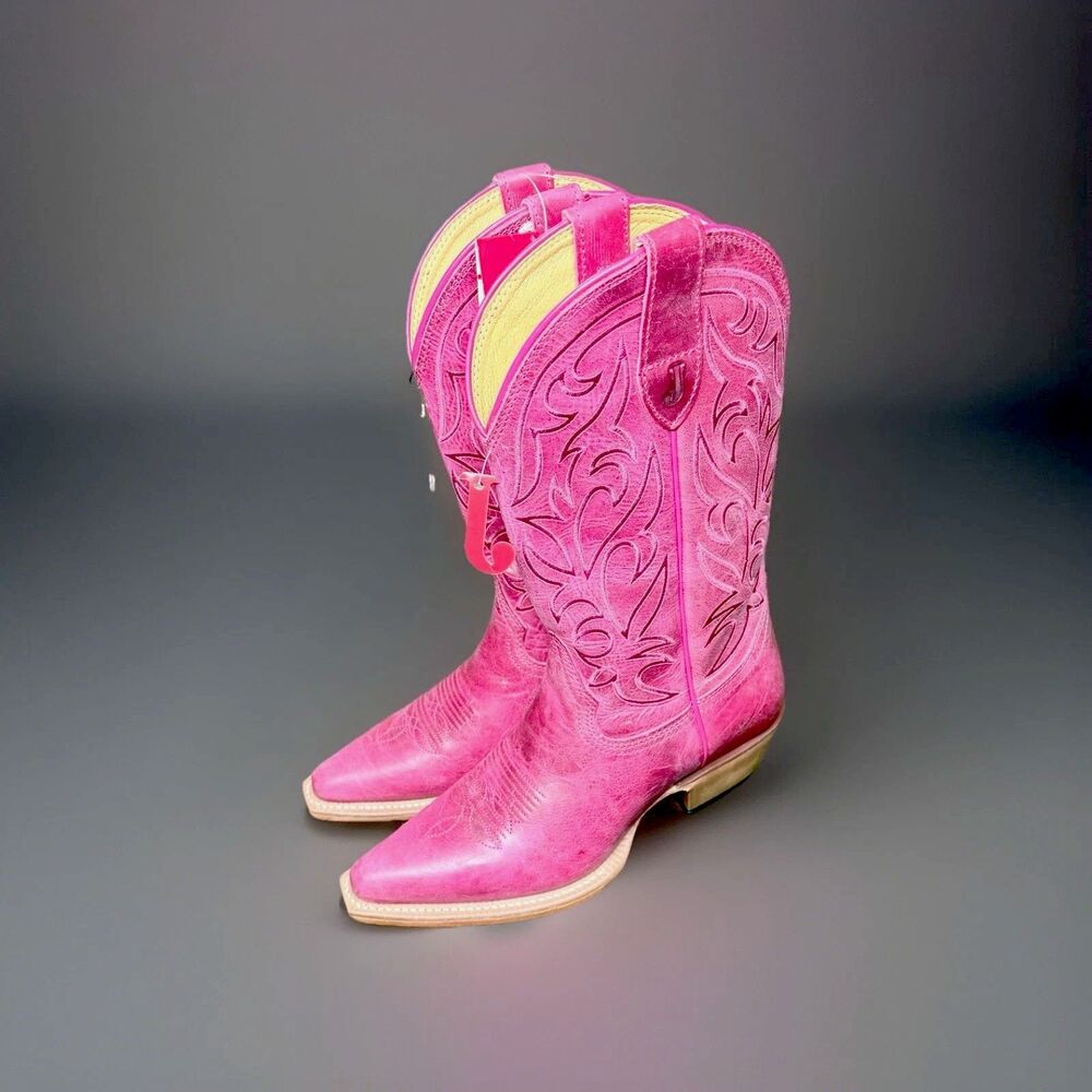 Sz 7 Justin Pink Josephine Snip Toe Western Boot Lady's 7B MSRP $235 VN4433